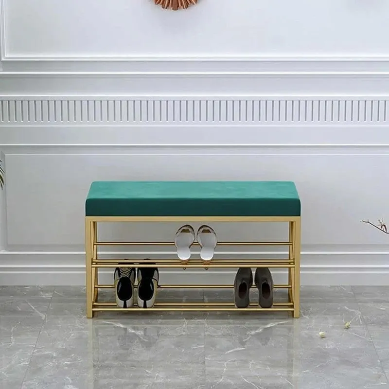 Foldable Metal Shoe Rack - Gold,Green media 4