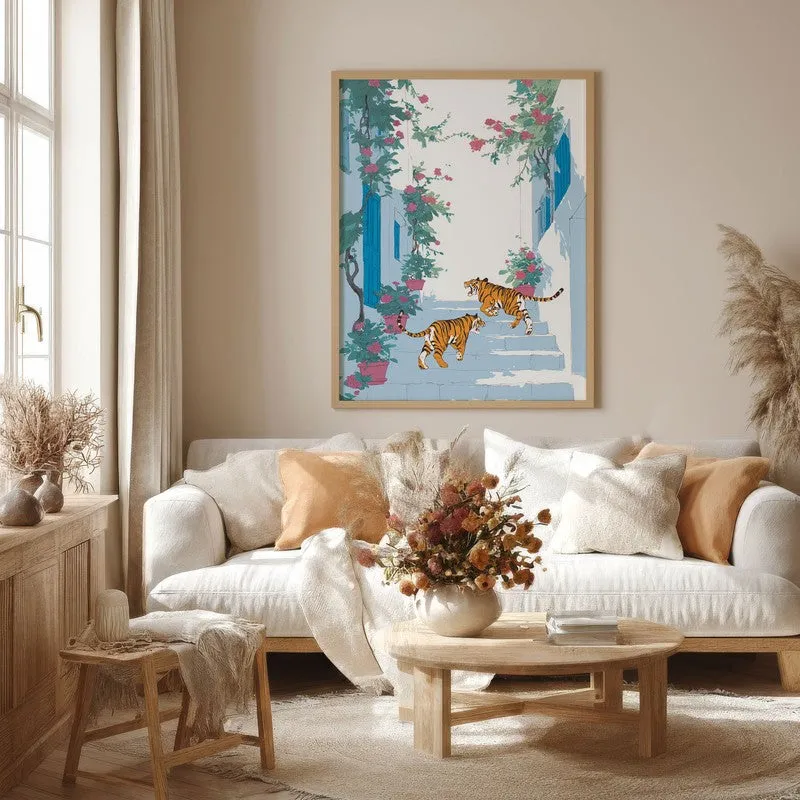 Feline Grace Canvas Wall Painting - Brown Frame media 4