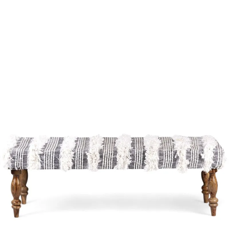 Aurex Sheesham Wooden Bench - Grey media 3
