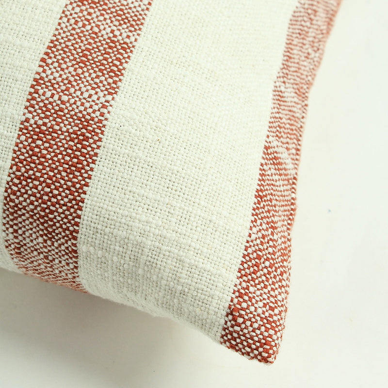 Driftwood Stripes Woven Cotton Cushion Cover (Maroon & White) - Set Of Two media 5