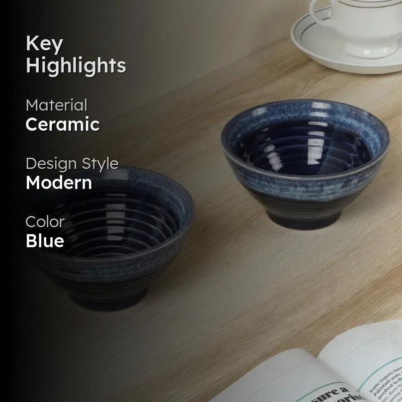 Ceramic Soup Bowls (Blue,400 mL Each) - Set Of Two media 2