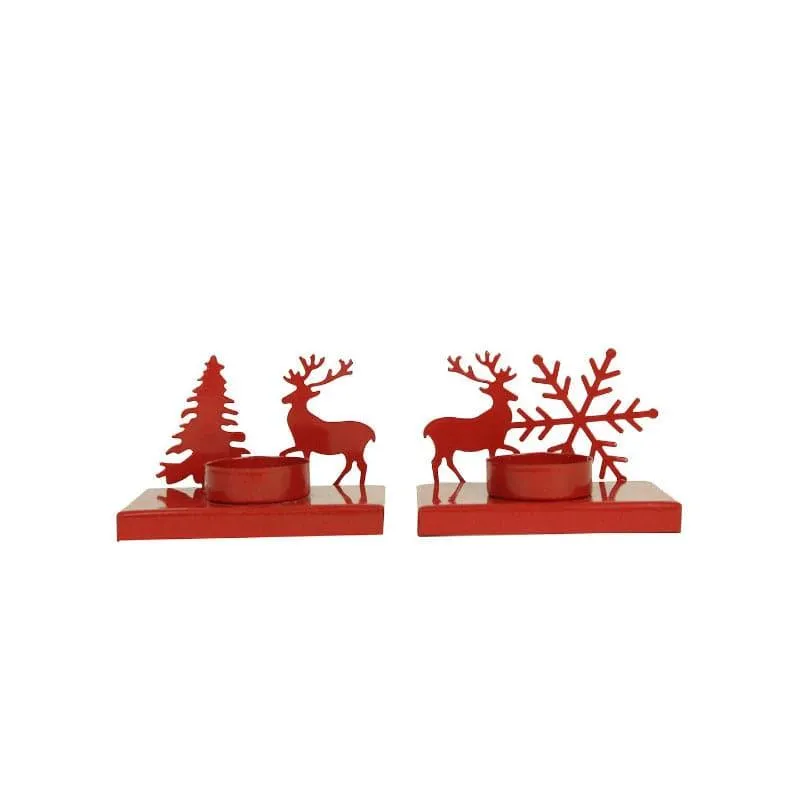 Snowy Glow Tealight Candle Holder (Red) - Set Of Two media 4