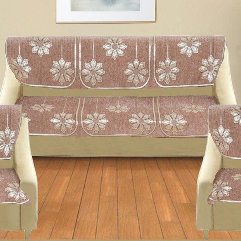 Mitha Floral Sofa Cover (Peach) media 3