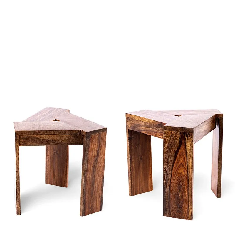 Jverox Sheesham Wooden Side & Bedside Table (Brown) - Set Of Two media 4