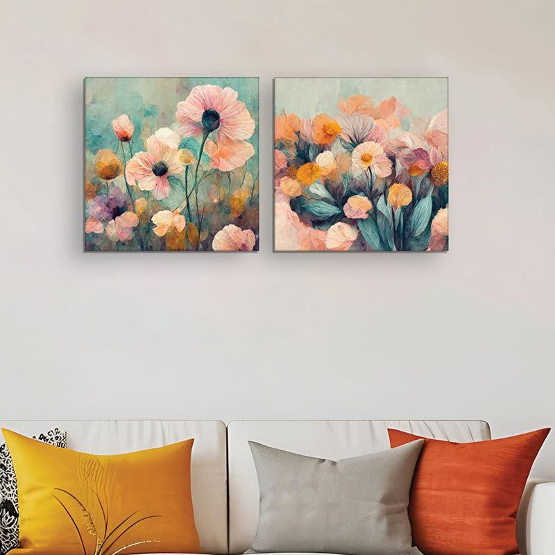 Blushing Skies Canvas Wall Painting - Set Of Two