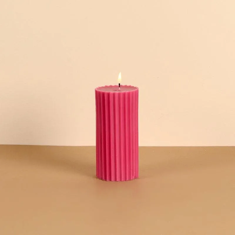 Pink Meadows Ribbed Pillar Scented Candle media 2