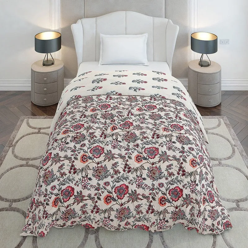 Monte Carlo Rosavyn Floral Polyester Reversible Comforter (Beige) - 120 GSM media 5