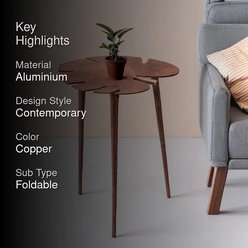 Monstera Leaf Accent Table - Copper media 2