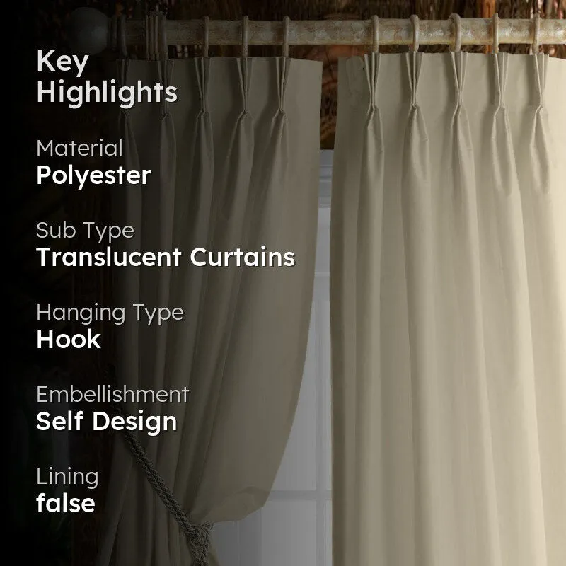 Esme Triple Pinch Pleat Medium Width Curtain - Beige media 2