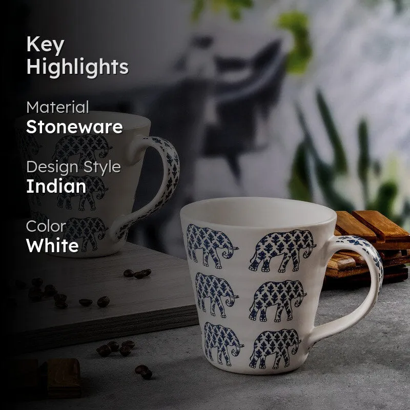 Elephant Stoneware Coffee Mug (400 mL Each) - Set Of Two media 2