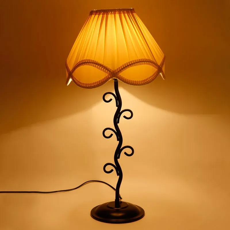 Celeneva Cotton Table Lamp With Iron Base - White media 5