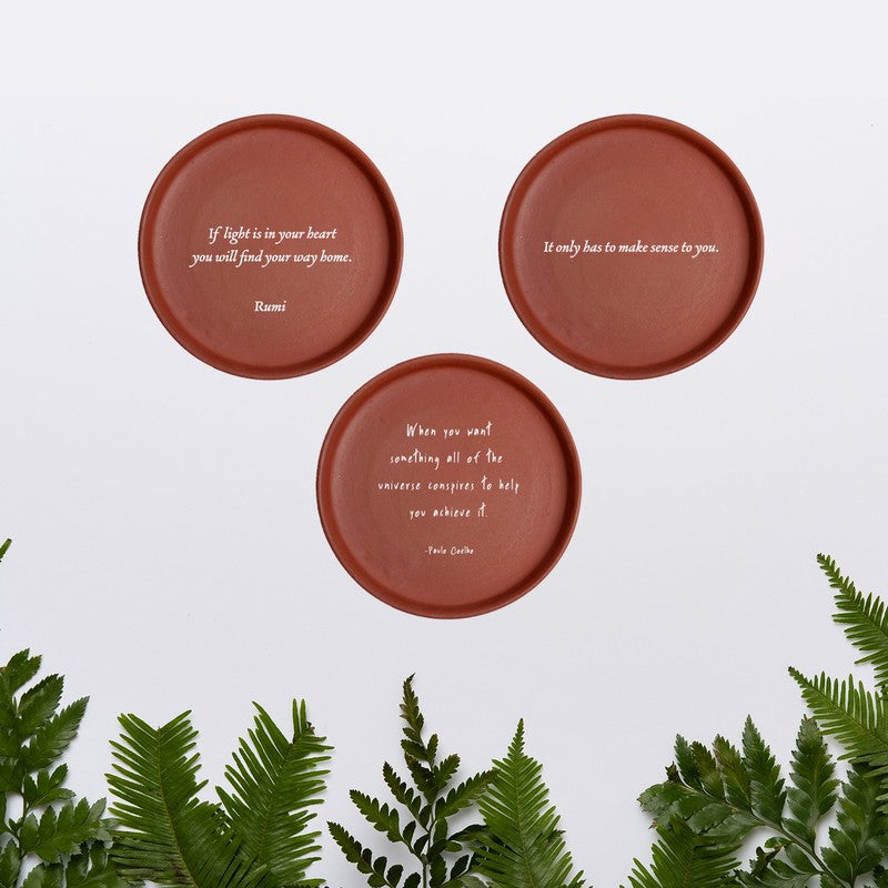 Essence of Life Terracotta Wall Plate - Set Of Three