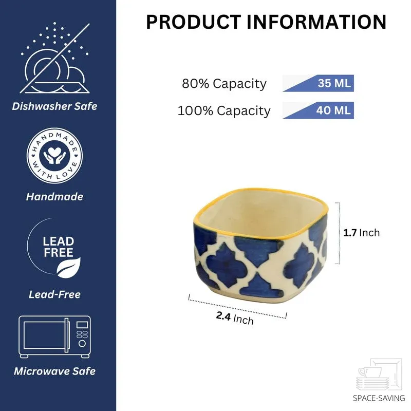 Dinea Ceramic Dip Bowls (Blue,Yellow ,40 mL Each) - Set Of Six media 7