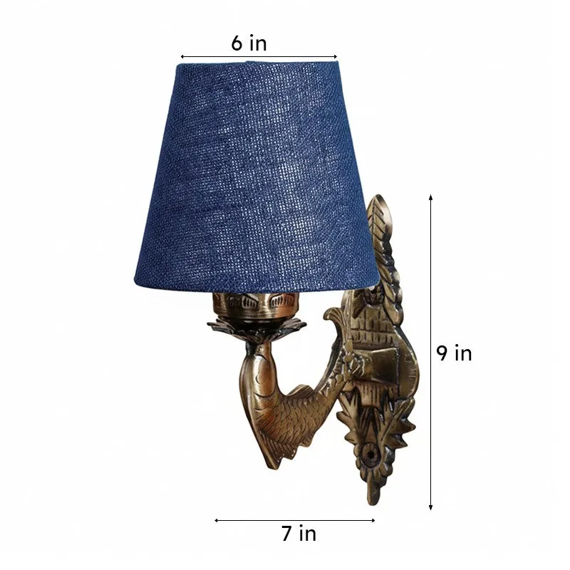 Ziada Stiva Conical Fabric & Metal Wall Lamp - Blue media 6