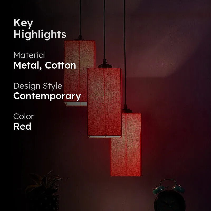 Warm Ivory Triple Metal Ceiling Lamp - Red media 2