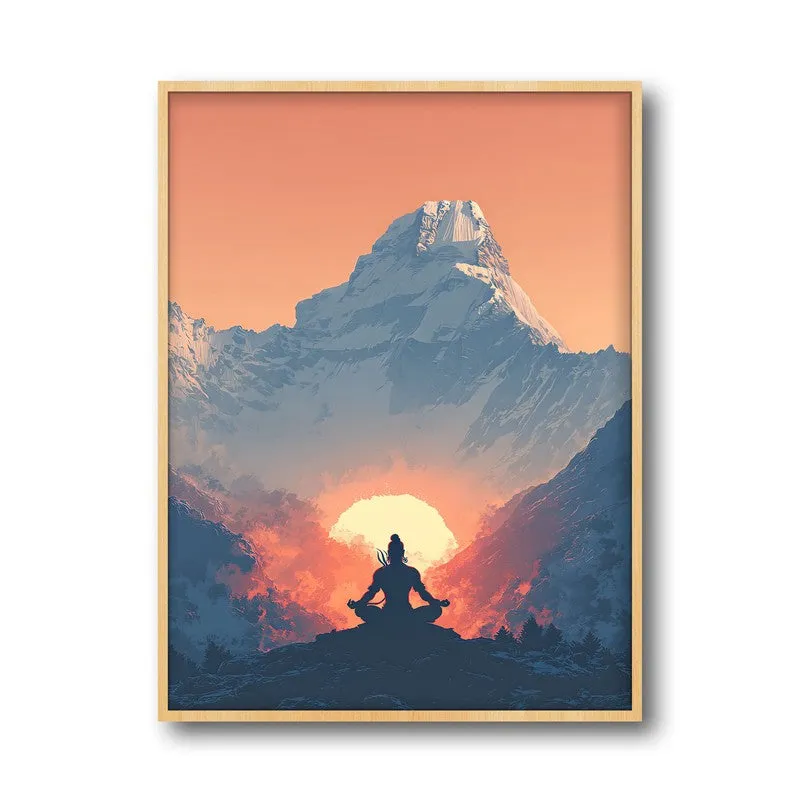 Mahadev Meditating Blissful III Wall art - Natural Brown Frame media 5