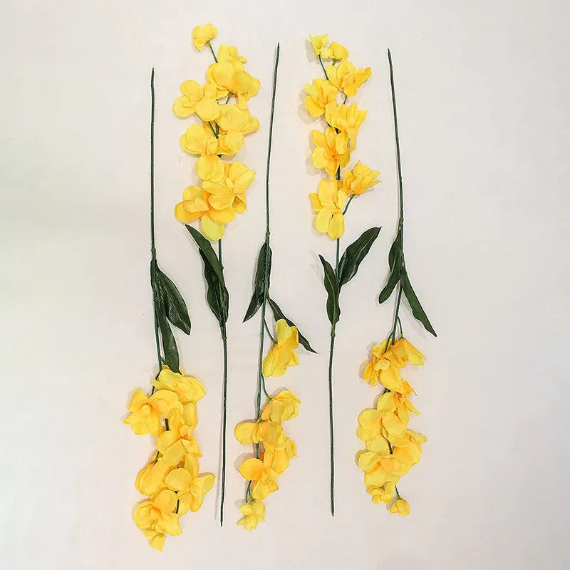 Decorative Artificial Orchid Flower (Yellow) - Set Of Five media 3