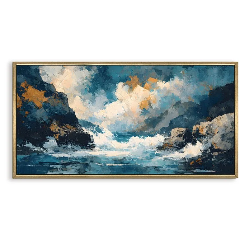 Roaring Tides Canvas Wall Painting With Frame media 3
