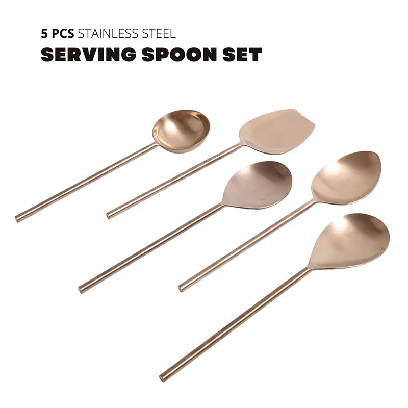 Zarif Stainless Steel Serving Spoon - Set Of Five media 4