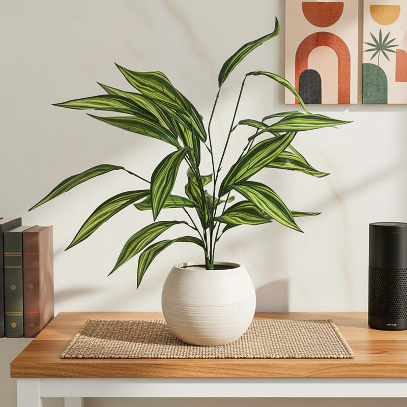 Artificial Croton Faux Plant With Pot - 2 ft