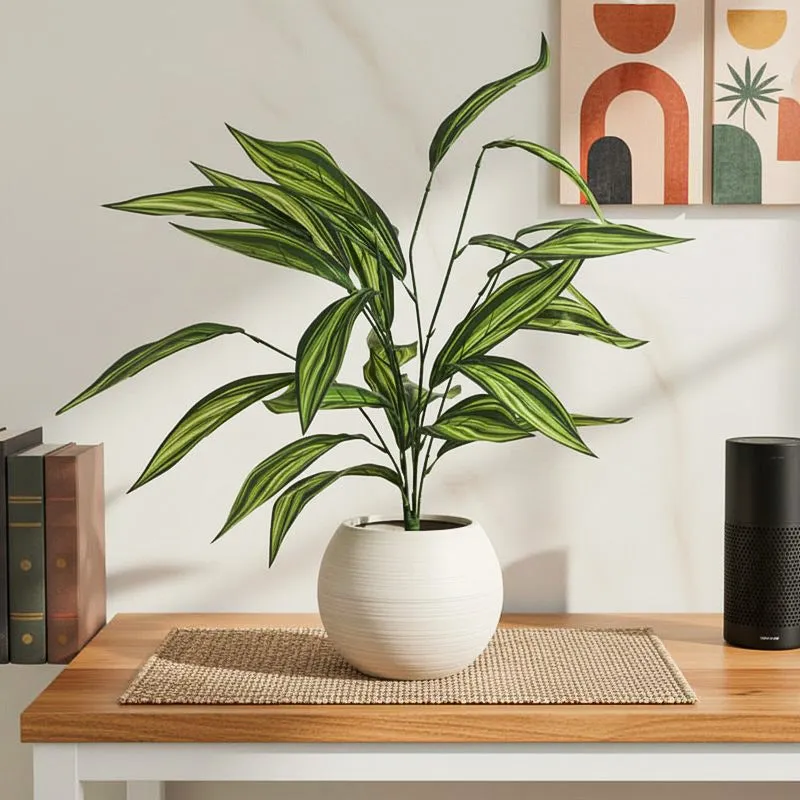 Artificial Croton Faux Plant With Pot - 2 ft media 1
