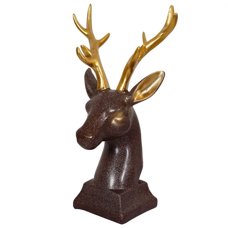 Gilded Stag Painted Polyresin Show Piece - Coffee media 4