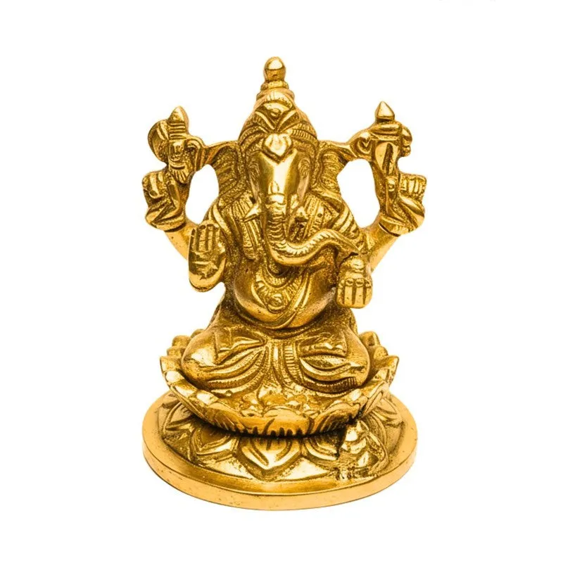 Ganesh Inkamal Brass Showpiece - Gold media 6