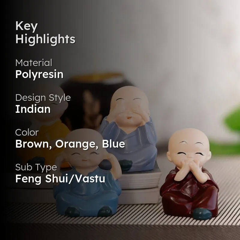 Baby Monk Showpiece - Set Of Four media 2