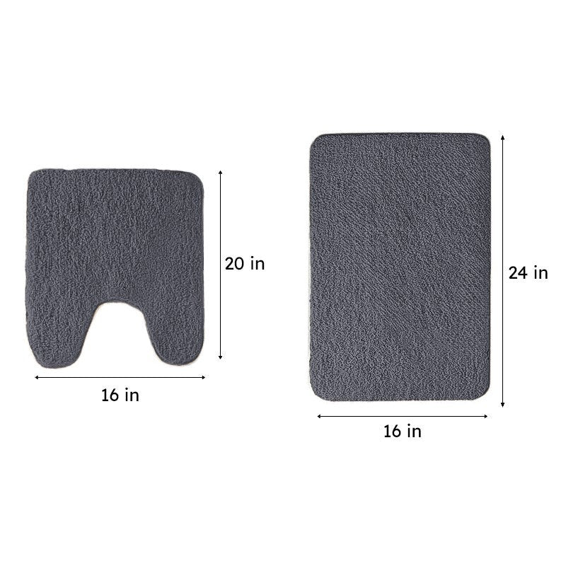 Helen Anti Skid Bath Mat & Contour Mat (Dark Grey) - Set of Two media 6