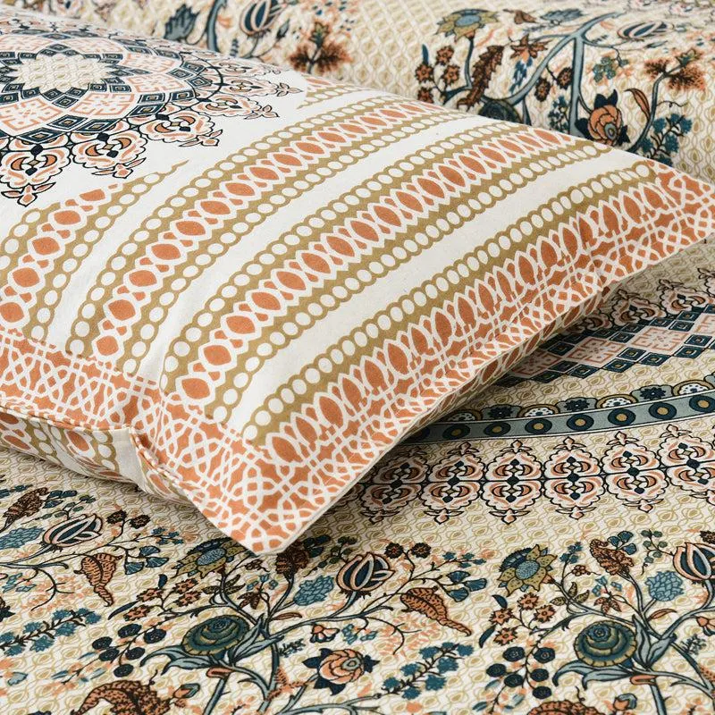 Pushkara Ethnic Cotton Flat Bedsheet (Orange) - 160 TC media 10