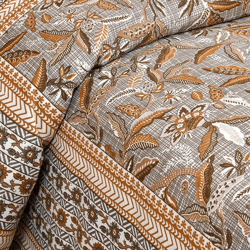 Tridha Floral Cotton Bedsheet (Brown) - 180 TC media 4
