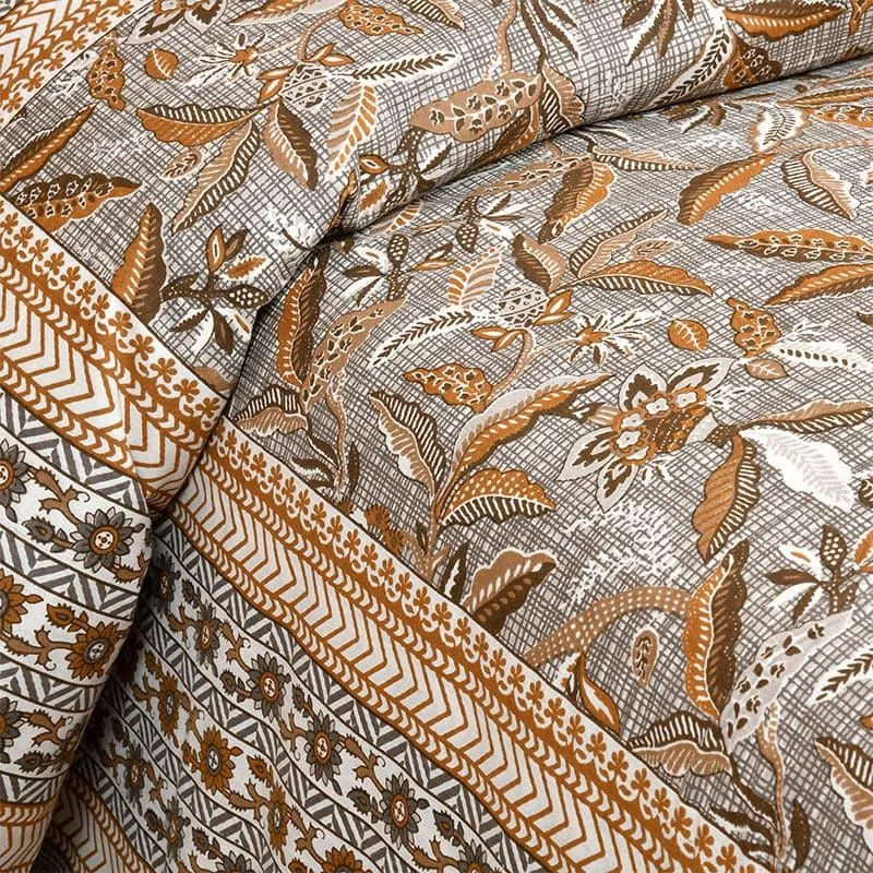 Tridha Floral Cotton Bedsheet (Brown) - 180 TC media 4