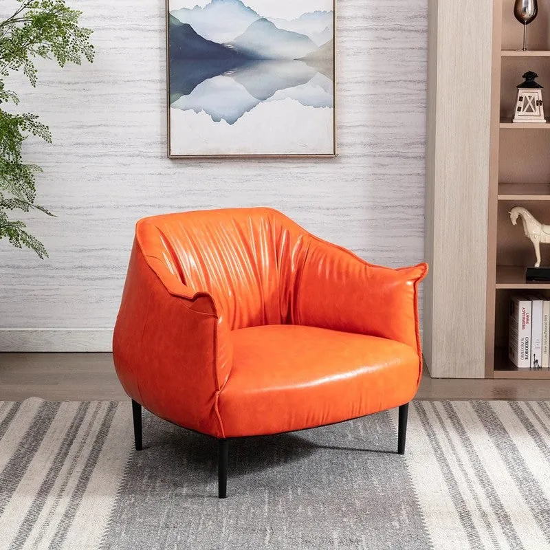 Elvora Neem Wood Accent Chair - Orange media 4