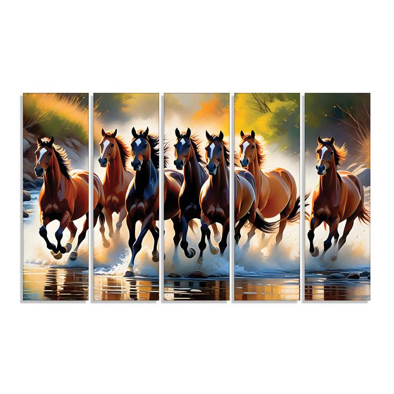 Horse Stride Wall Painting - Set Of Five media 5