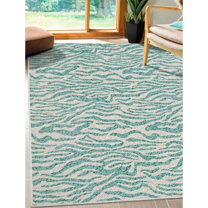 Luza Tiger Print Polyester Carpet - Light Blue media 3