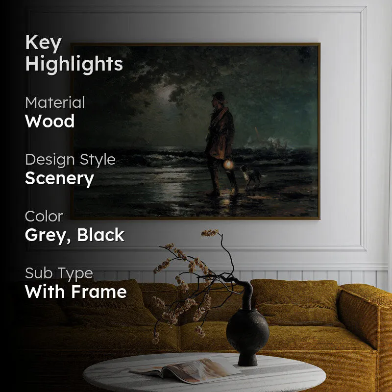 Moonlit Nights Wood Wall Art With Frame - Black media 2
