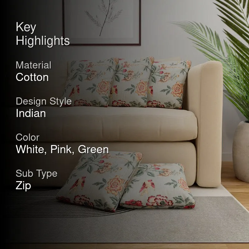 Blossom Trails Cotton Cushion Covers - Set Of Five media 2