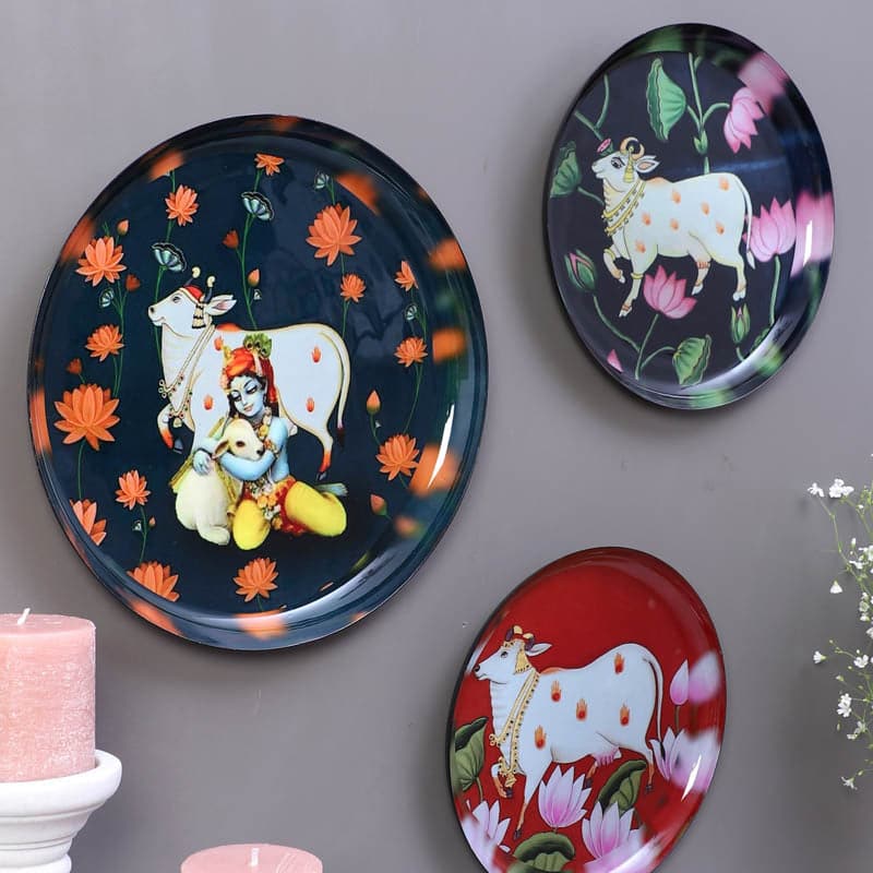 Sacred Nandi Bloom Wall Plate - Set Of Three media 4