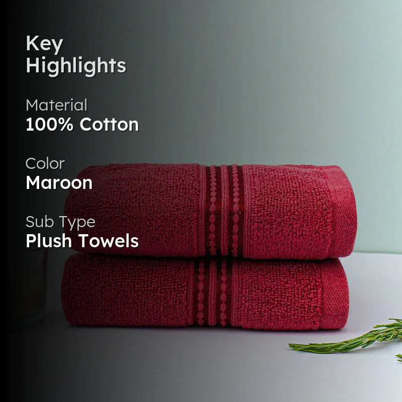 Micro Cotton LuxeDry Solid Hand Towel (Red) - Set Of Two media 2