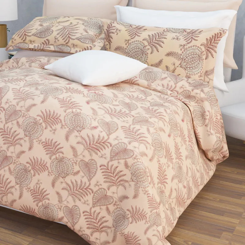 Fern Dreams Cotton Bedsheet (Light Peach) - 144 TC media 5