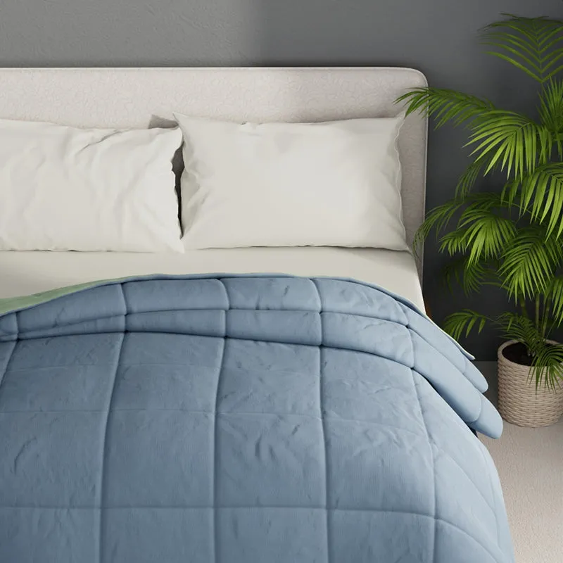 Herbert Reversible Solid Comforter (Blue) - 120 GSM media 4