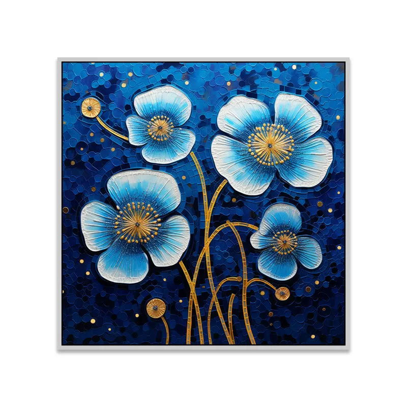 Bleu Poppies Canvas Wall Art With Frame media 5
