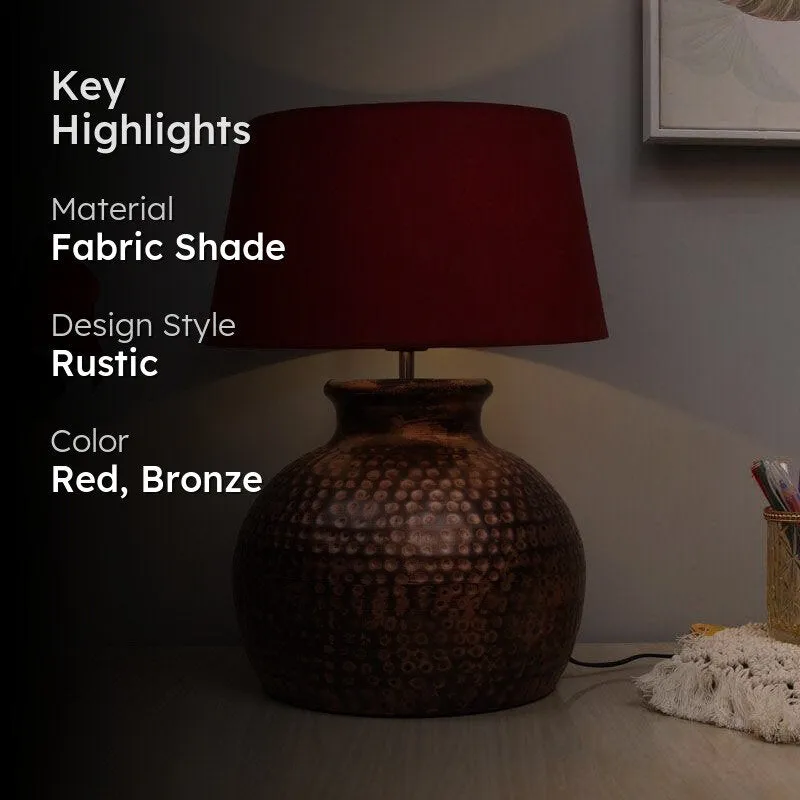 Ruchi Fabric Table Lamp - Red,Bronze media 2
