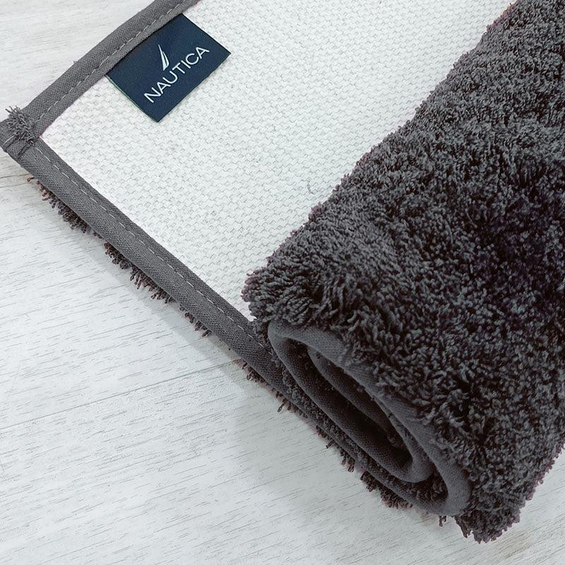Nautica Cashmere Step Solid Anti-Skid Bath Mat (Dark Grey) - Set Of Two media 4