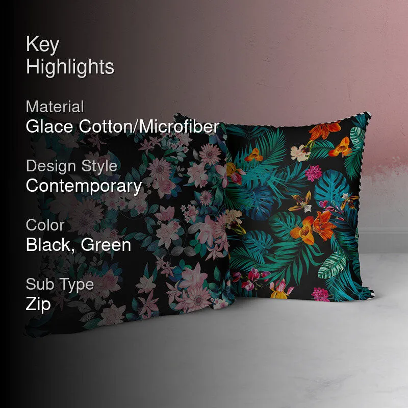 Azmina Printed Microfiber Cushion Cover - Set Of Two media 2