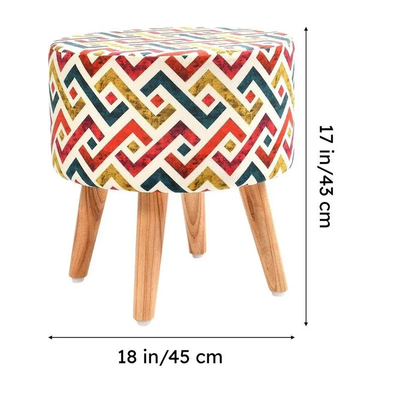 Ripple Zigzag-print Velvet Ottoman - Multicolor media 9