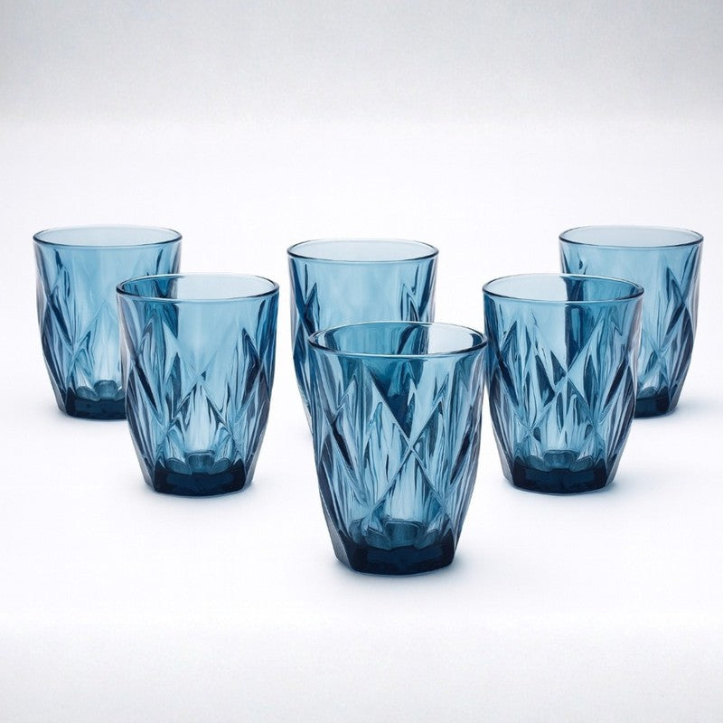 Crystal Wave Glasses (Blue,280 mL) - Set Of Six media 4