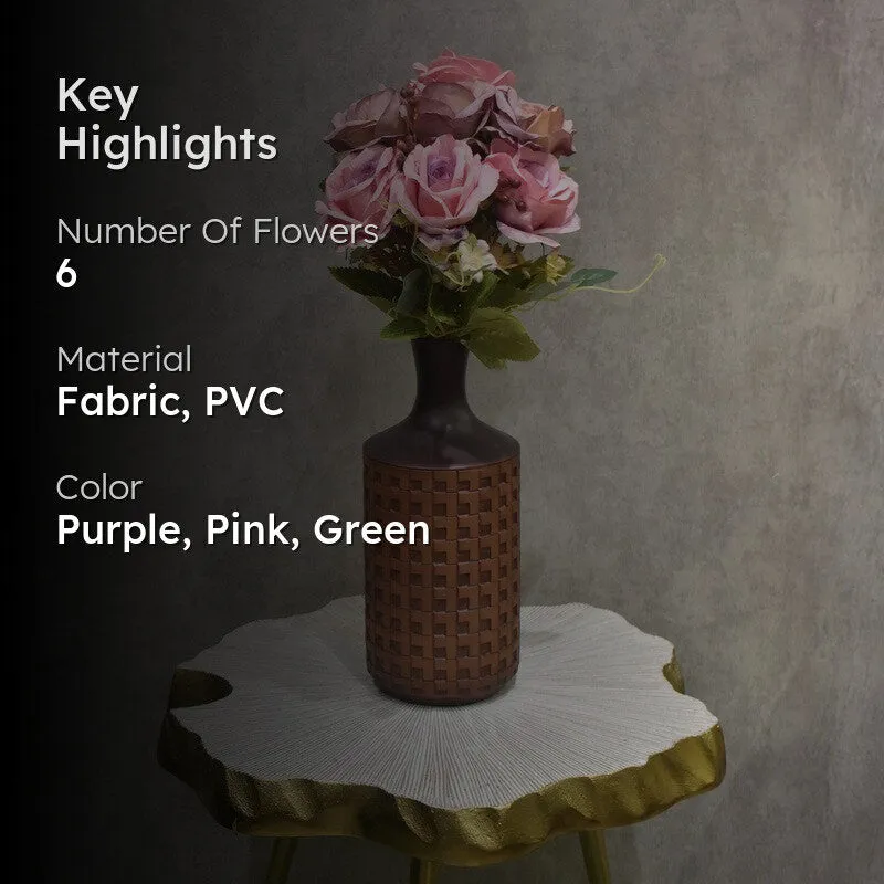 Realistic Artificial Rose Flower Bunch - Purple media 2