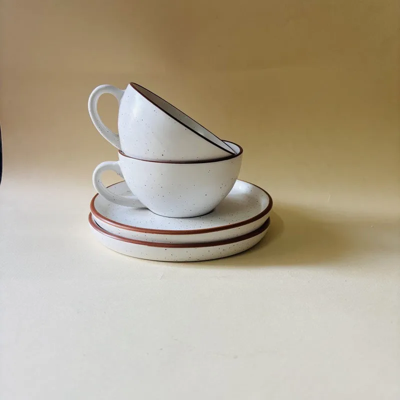Ceramic Cup & Saucer (White/240 mL Each) - Set of Two media 5