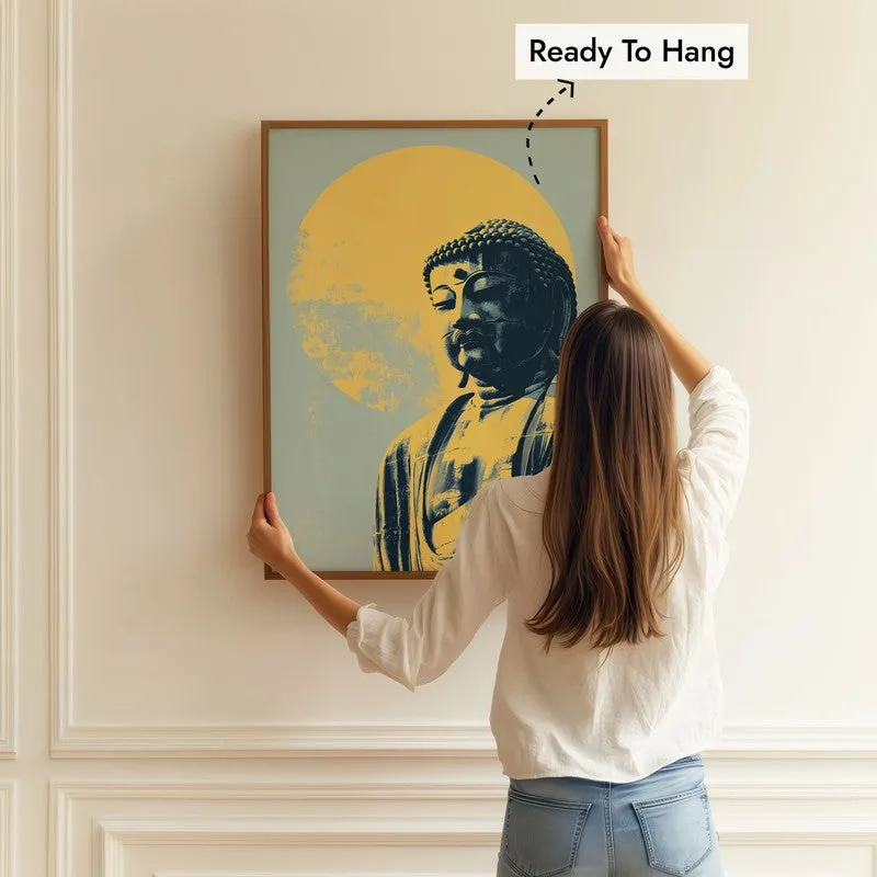 Buddha In Golden Aura V Archival Paper Wall Painting With Brown Frame media 5